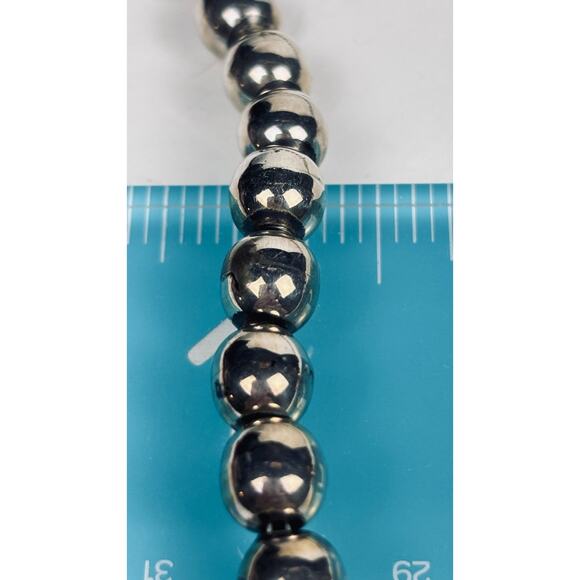 JMS 925 Sterling Silver Mexico 8mm Bead Ball Necklace 24” 61.7 Grams Vintage - Picture 7 of 8